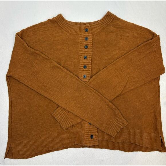 Sold Out! Ladies Size XS Madewell Brampton Crop Cardigan Sweater Warm Coffee - Picture 2 of 7
